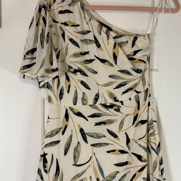 Truly Tropic Cream Leaf Print One-Shoulder Midi Dress, Lulus XS - Picture 11 of 16